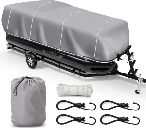 Pyle Boat Cover for Deck Boats - 21-24 ft Heavy Duty Pontoon Boat Cover, Waterproof Marine Grade Polyester, UV & Weather Resistant, Fits Beam Width up to 94", Storage Bag,