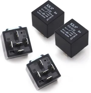 QODOLSI 4 Pack 40A Automotive Relays, 5 Pin Relay, 12V Waterproof Car Relay, Auto Relay Switch, Replacement for Car Boat Outboard Motor (Black)