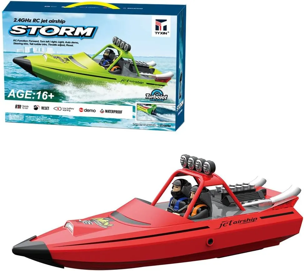 RC Racing Boat, Storm Yacht Speedboat Electric Turbojet-Style Racing Boat Model Toy Set，RC Speed Boats Water Toys for Adults (RTR)