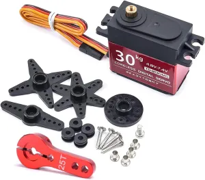 Readytosky Digital 30KG Servo 360 Degree High Torque Metal Gear Servo Motor with 25T Servo Horn for RC Car Robot Arm Helicopter