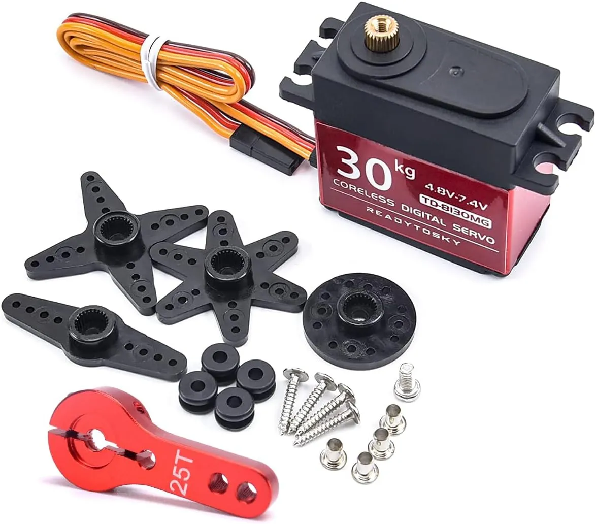 Readytosky Digital 30KG Servo 360 Degree High Torque Metal Gear Servo Motor with 25T Servo Horn for RC Car Robot Arm Helicopter