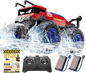 Remote Control Monster Truck Waterproof RC Cars for Boy, 1:14 Scale 4WD Amphibious All Terrain Off-Road Remote Control Car Kids Toys for Boys and Girls Ages 4 and up (Red)