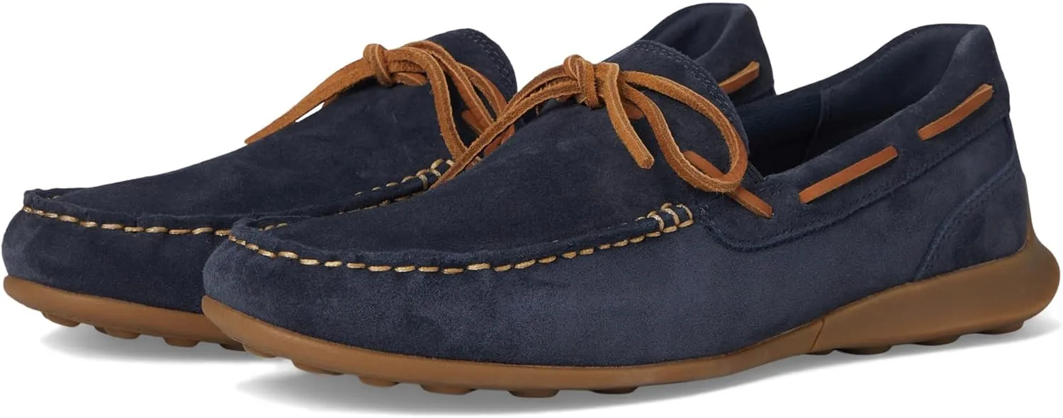 Rockport Men's DMX Dunphy Loafer, Dark Blue Suede, 13