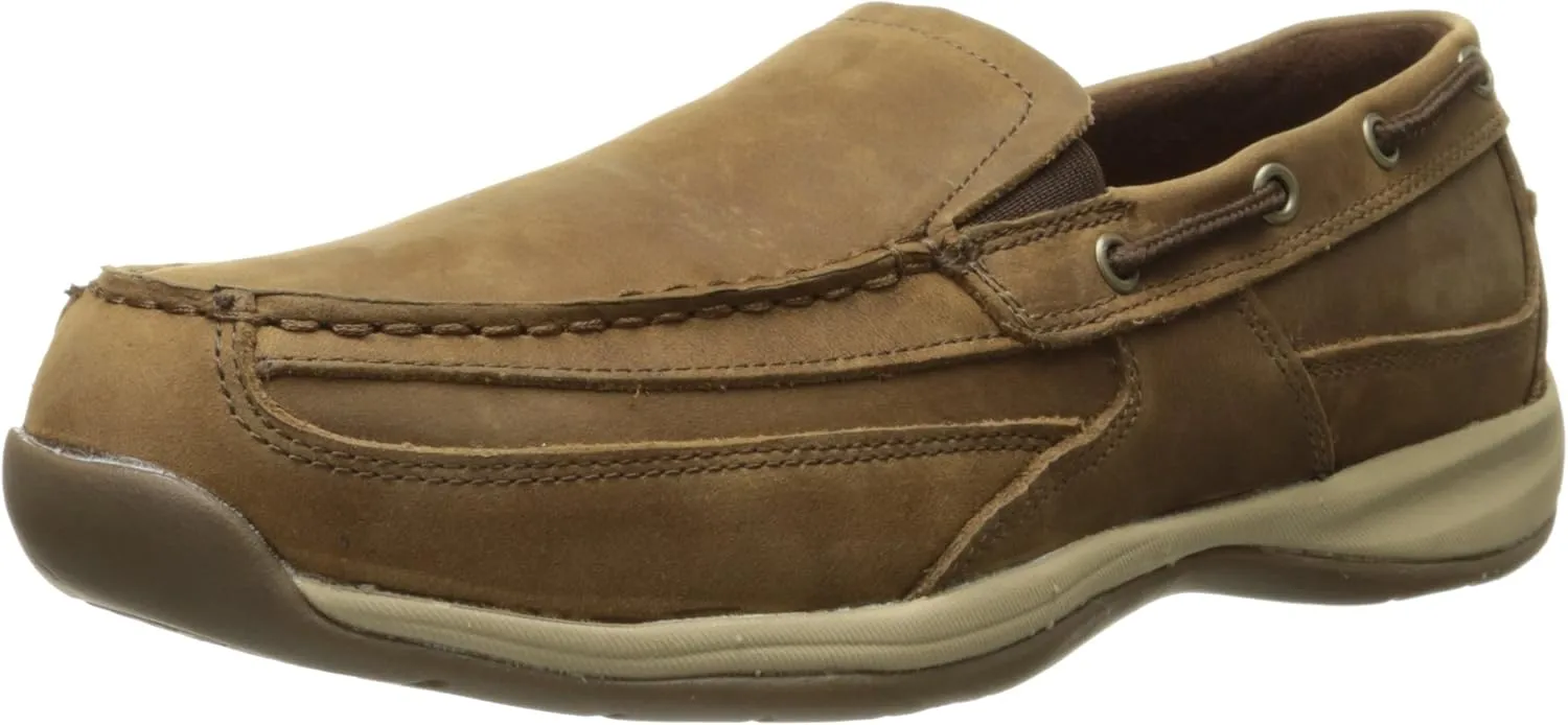 Rockport Work Men's Sailing Club RK6737 Slip On Boat Shoe, Brown, 8.5 M US