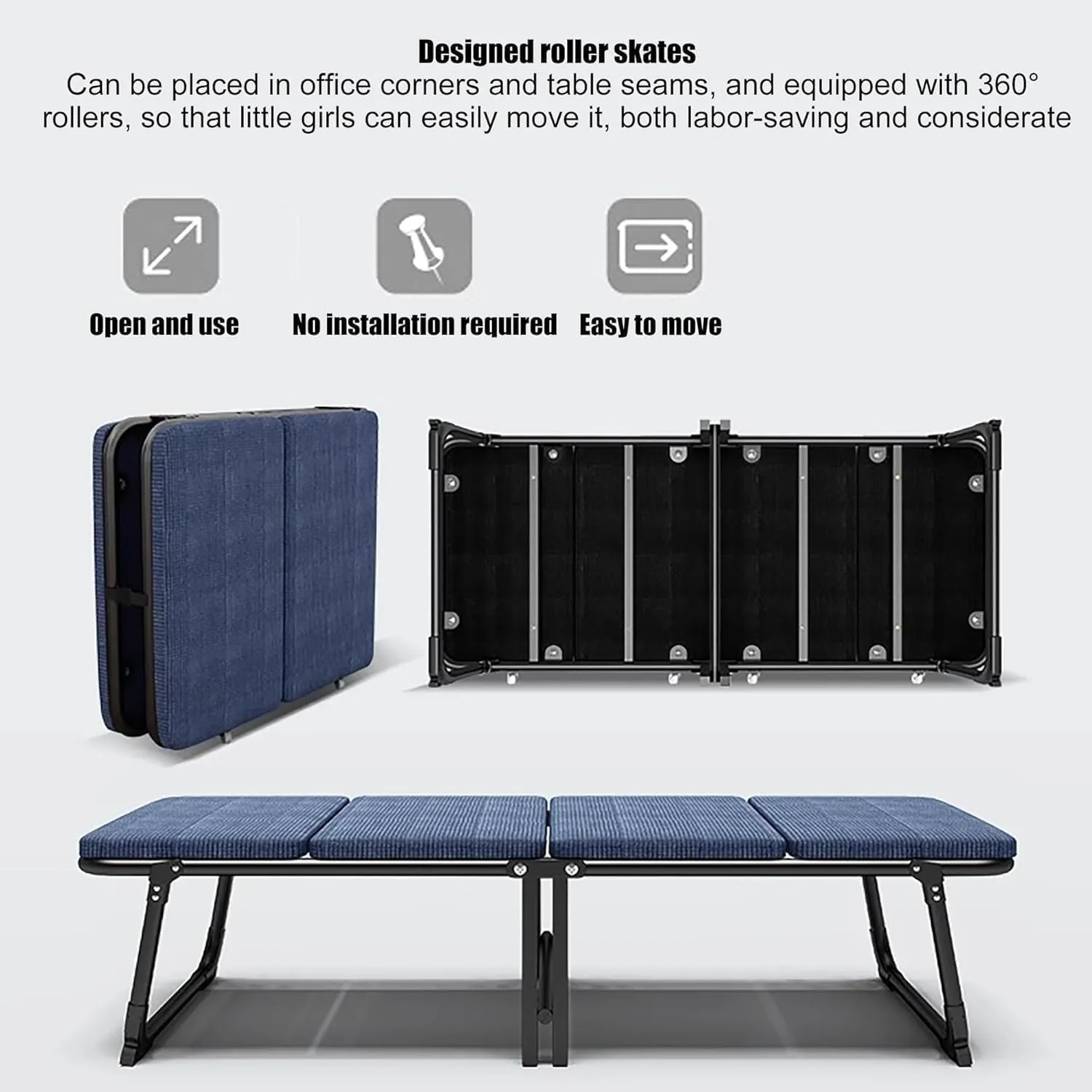 Roller Skating Shoe Design Camping Cot, Portable Folding Bed for Travel/Room/Office/Home Nap, Folding Cot with Mat for Adults