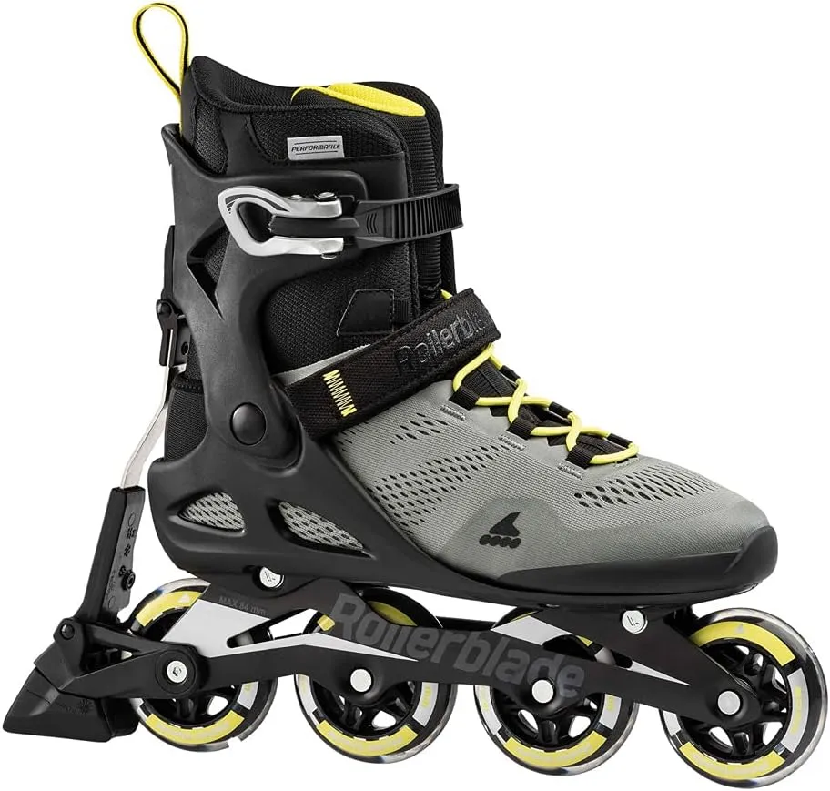Rollerblade Macroblade 80 ABT Men's Adult Fitness Inline Skate, Silver/Neon Yellow, Performance Inline Skates