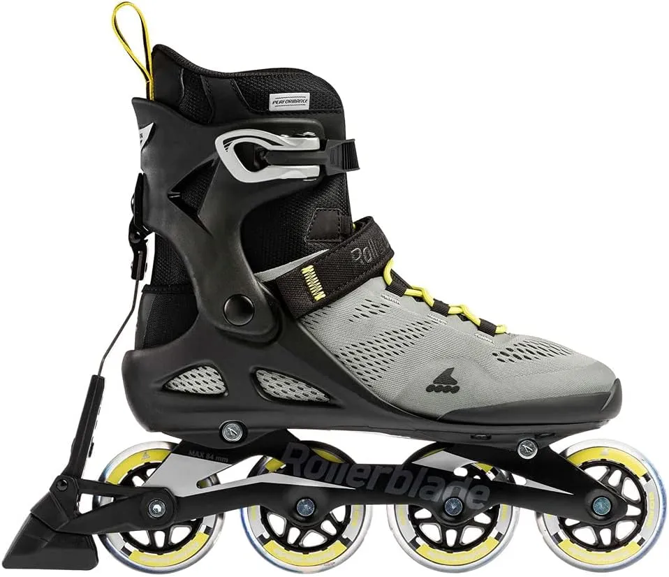 Rollerblade Macroblade 80 ABT Men's Adult Fitness Inline Skate, Silver/Neon Yellow, Performance Inline Skates