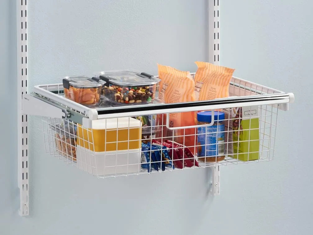 Rubbermaid Configurations Sliding Basket for Closet Drawer Organization, White, Sturdy Slide Out Basket for Home/Laundry/Bathroom/Mudroom/Pantry/Linen Closet