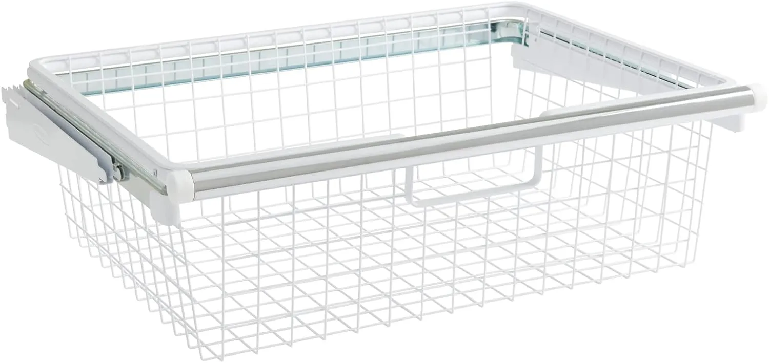Rubbermaid Configurations Sliding Basket for Closet Drawer Organization, White, Sturdy Slide Out Basket for Home/Laundry/Bathroom/Mudroom/Pantry/Linen Closet