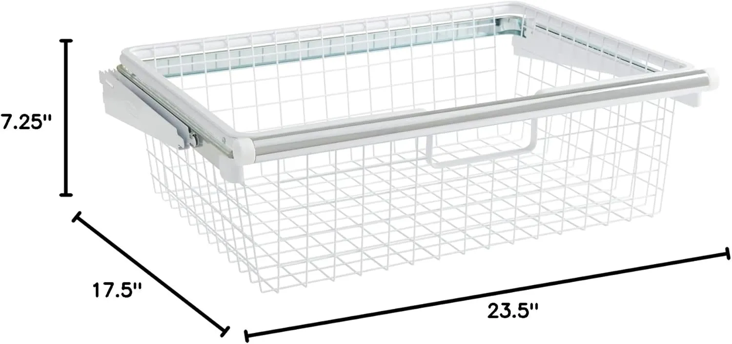 Rubbermaid Configurations Sliding Basket for Closet Drawer Organization, White, Sturdy Slide Out Basket for Home/Laundry/Bathroom/Mudroom/Pantry/Linen Closet