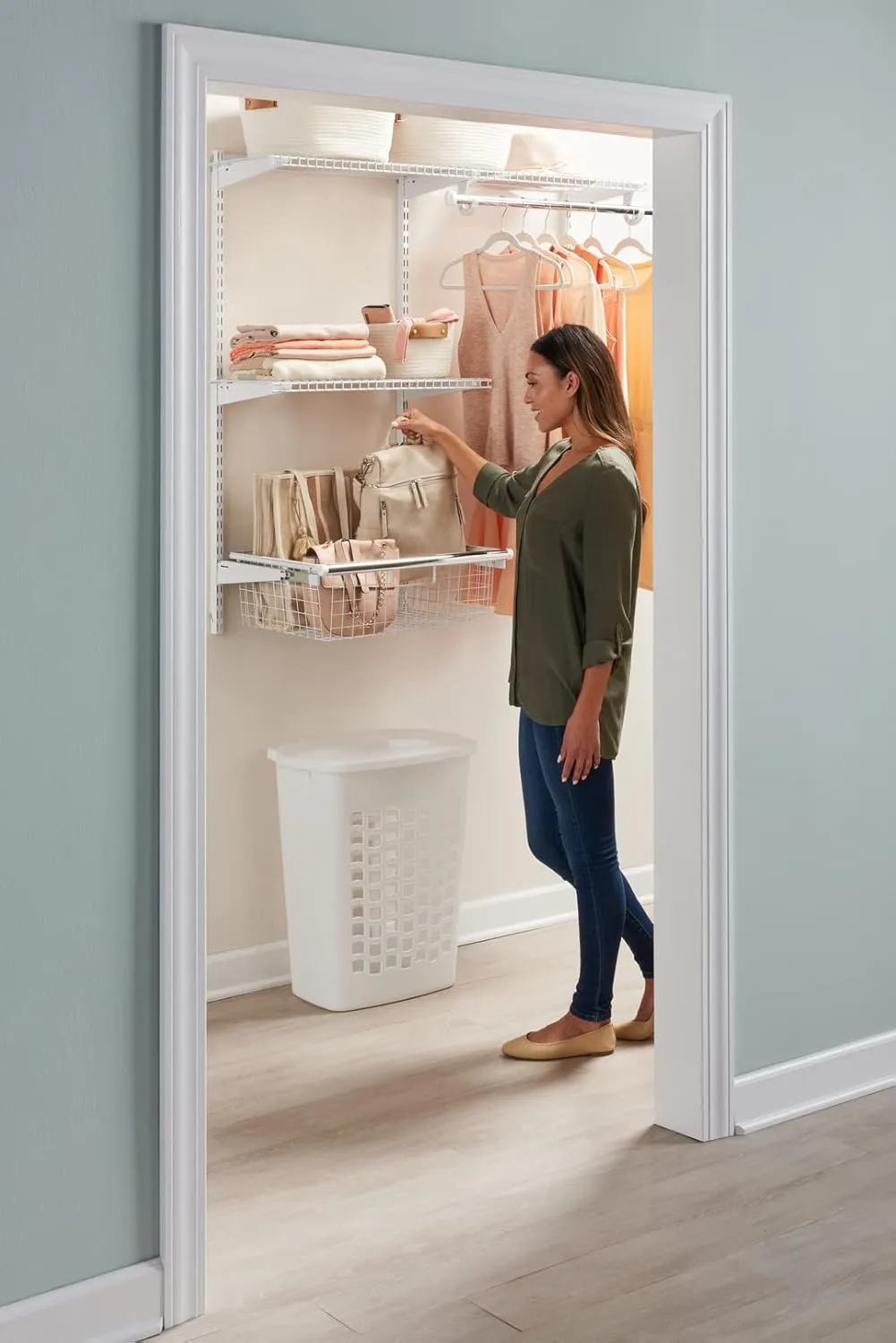Rubbermaid Configurations Sliding Basket for Closet Drawer Organization, White, Sturdy Slide Out Basket for Home/Laundry/Bathroom/Mudroom/Pantry/Linen Closet