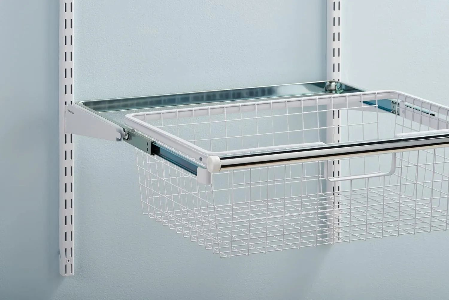 Rubbermaid Configurations Sliding Basket for Closet Drawer Organization, White, Sturdy Slide Out Basket for Home/Laundry/Bathroom/Mudroom/Pantry/Linen Closet