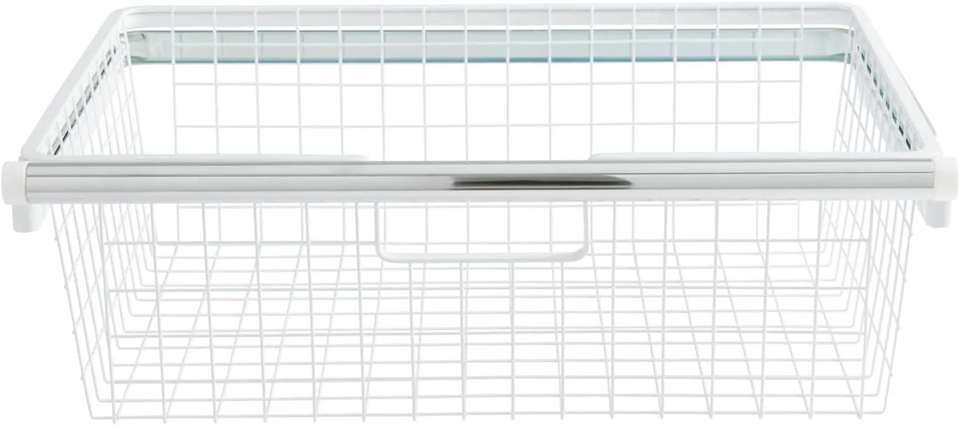 Rubbermaid Configurations Sliding Basket for Closet Drawer Organization, White, Sturdy Slide Out Basket for Home/Laundry/Bathroom/Mudroom/Pantry/Linen Closet