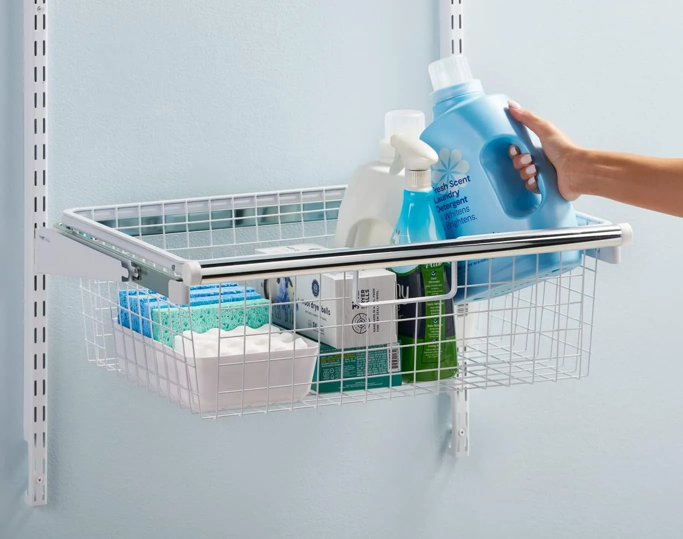 Rubbermaid Configurations Sliding Basket for Closet Drawer Organization, White, Sturdy Slide Out Basket for Home/Laundry/Bathroom/Mudroom/Pantry/Linen Closet