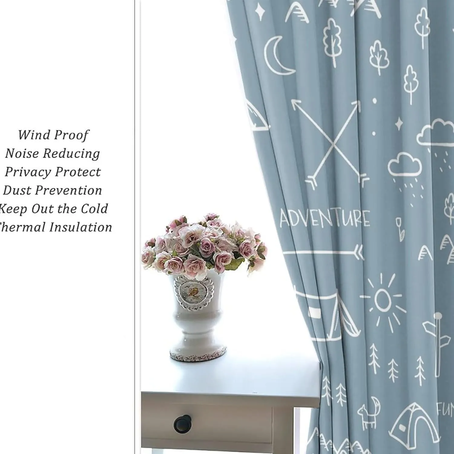 Rustic Camper Theme Curtains for Bedroom - Abstract Hand Painting Camping Mountains Trees Tent Print Window Drapes,Energy Saving Thermal Insulated Grommet Top Blackout Curtains 63L x 21W,2 Panels