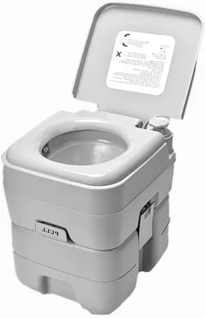 RV Portable Travel Toilet Potty 20L Detachable Tank Double Outlet Water Spout Handle Flush Pump for Camping Boating Hiking Trips Patient Pregnant Woman