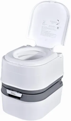 RV Portable Travel Toilet Potty 24L Detachable Tank Double Outlet Water Spout Handle Flush Pump for Camping Boating Hiking Trips Patient Pregnant Woman