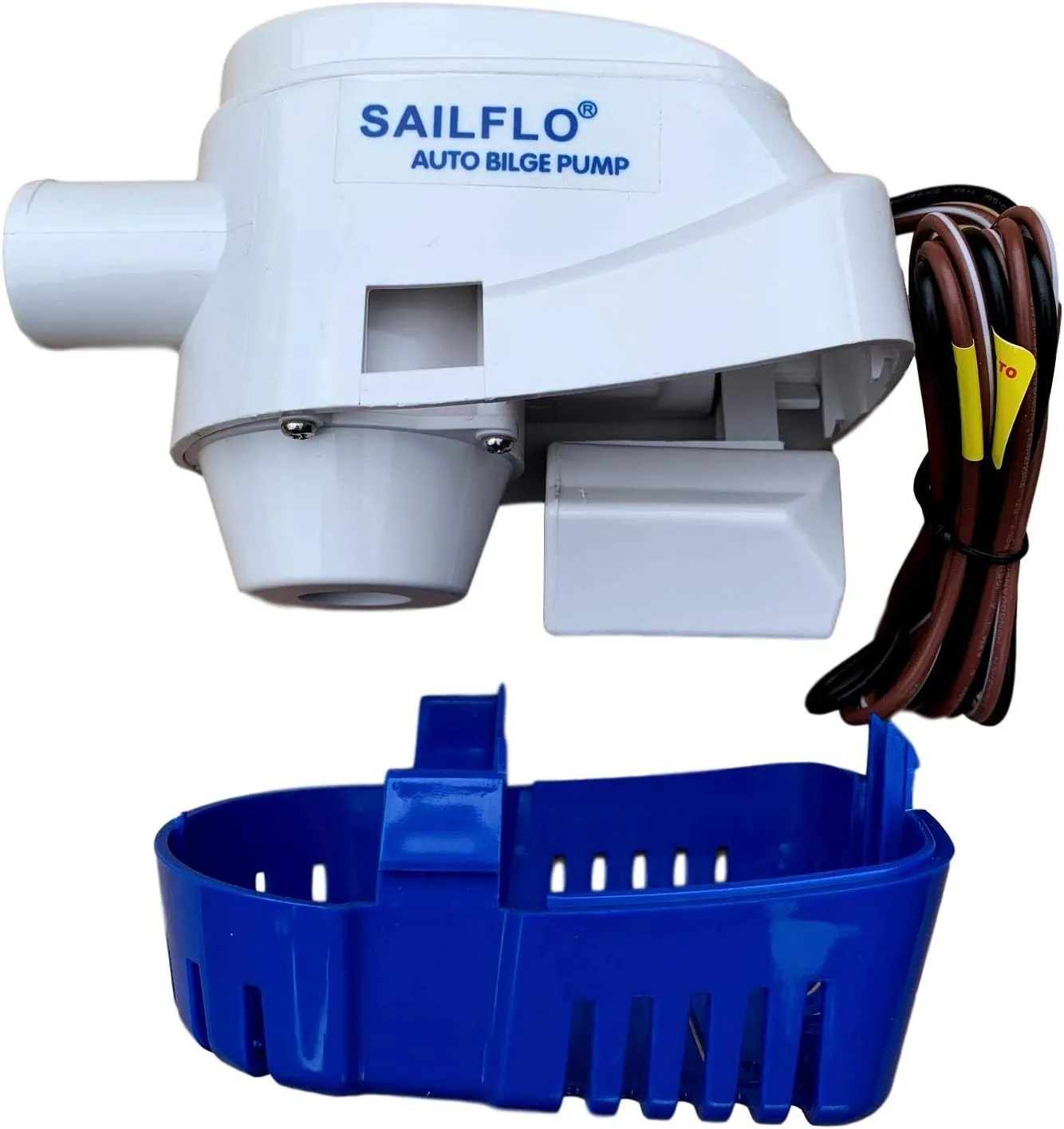 SAILFLO Automatic Bilge Pump for Boats 1100 GPH (1-1/8" Hose Outlet) 12 Volt Auto Bilge Pump with Built-In Float Switch