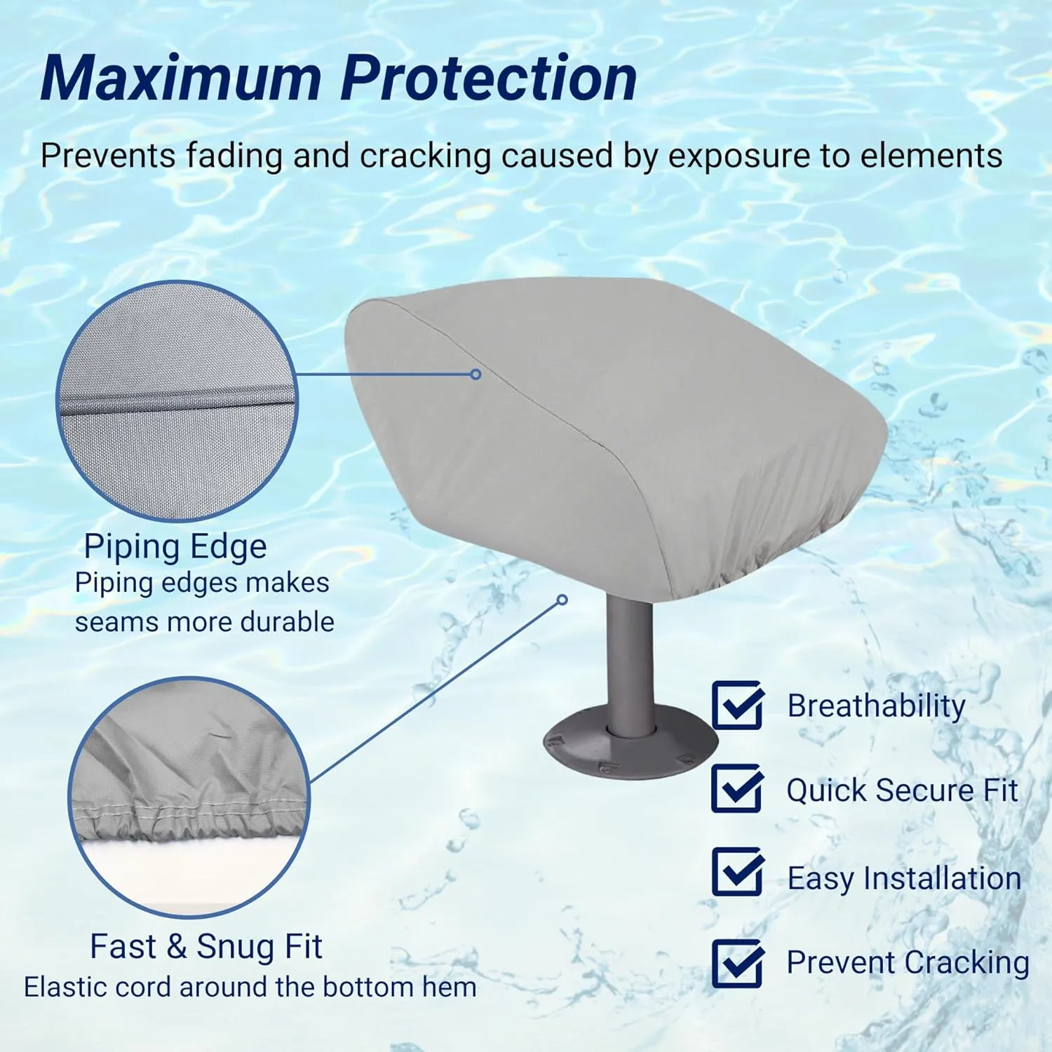 SavvyCraft Waterproof Boat Folding Seat Cover Fits 20" Lx18 W x14 H Grey