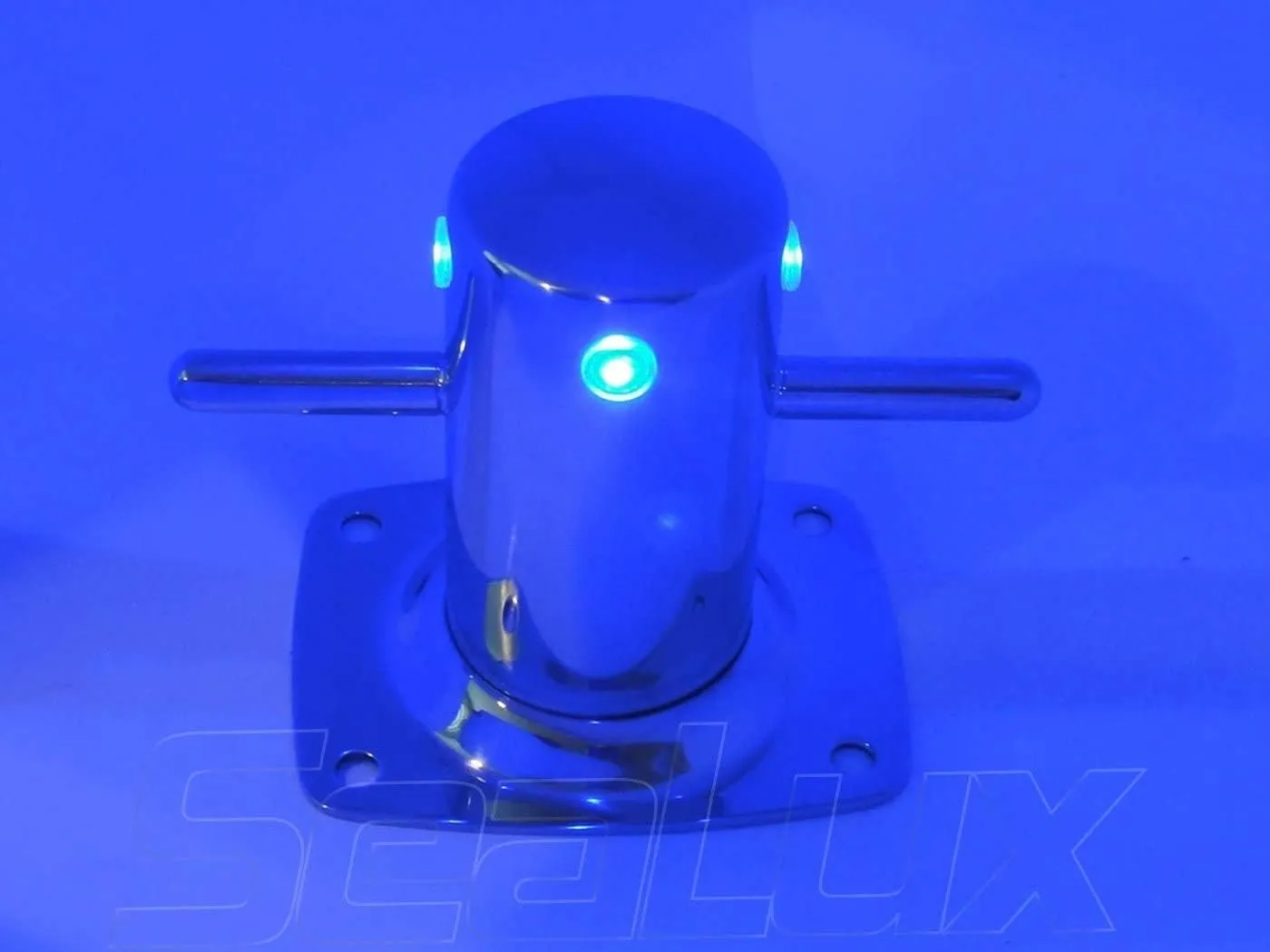 SeaLux Marine Mooring Bollard with Integrated Blue LED Lighting 316 Stainless Steel 6-1/2" Samson Post Cross Cleat for Yacht/Boat/Dock