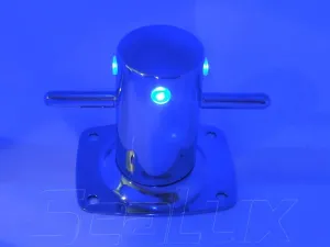 SeaLux Marine Mooring Bollard with Integrated Blue LED Lighting 316 Stainless Steel 6-1/2" Samson Post Cross Cleat for Yacht/Boat/Dock