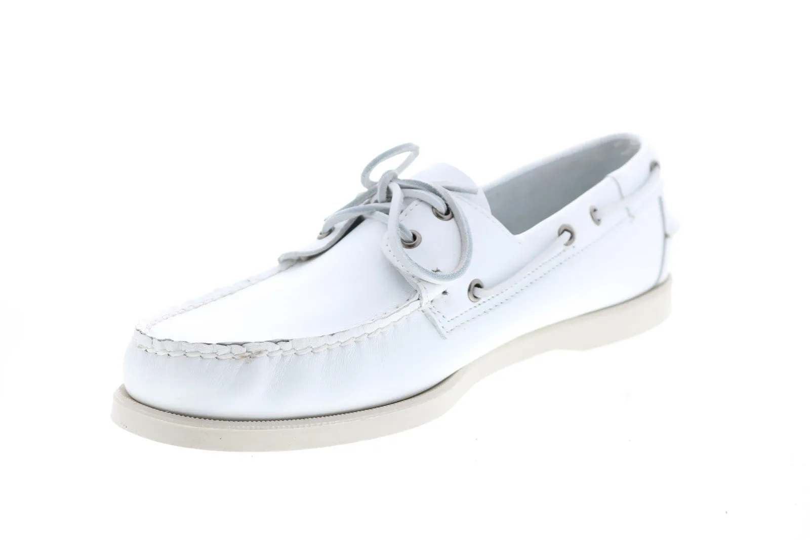 Sebago Portland 7000H00 Mens White Leather Loafers & Slip Ons Boat Shoes