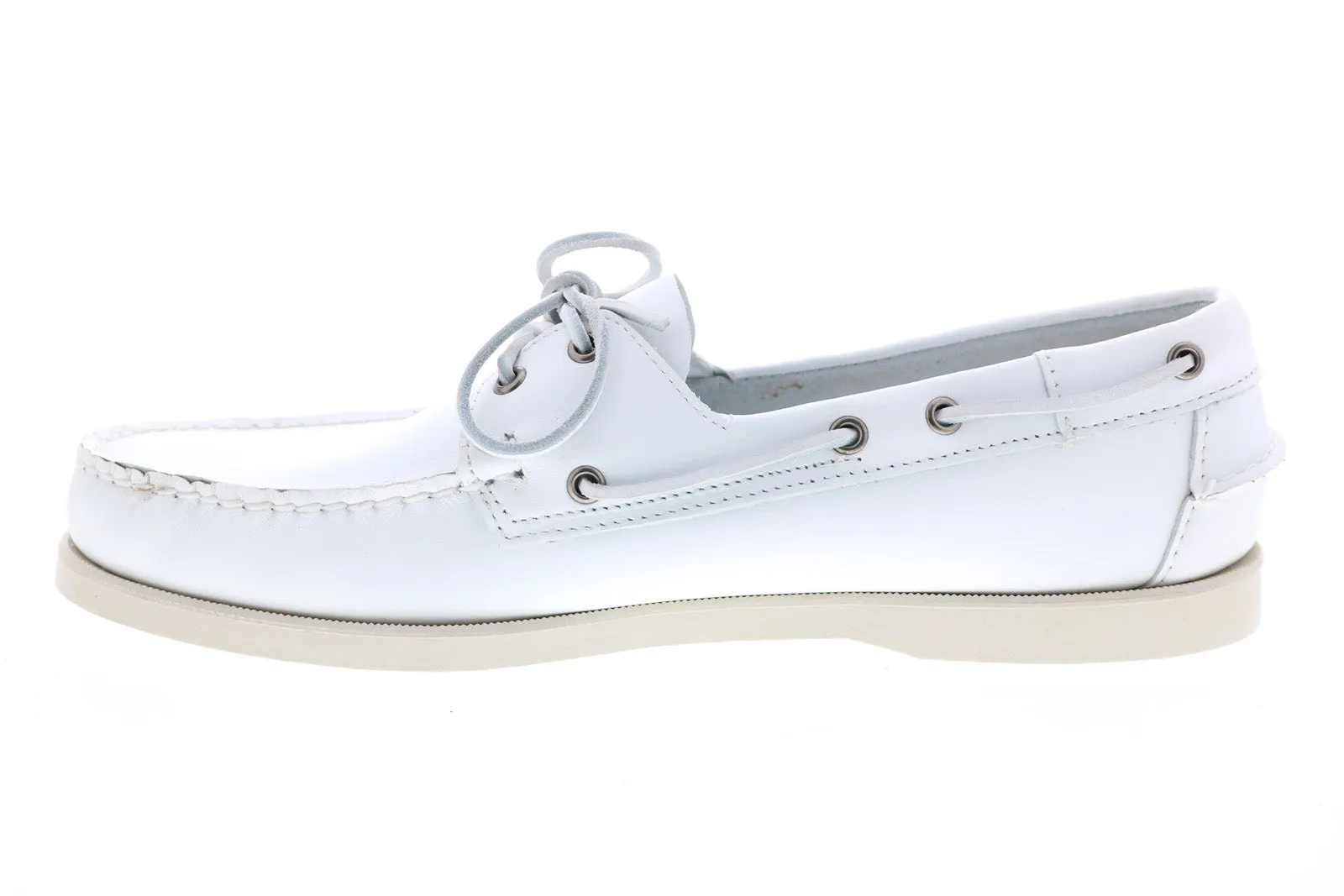Sebago Portland 7000H00 Mens White Leather Loafers & Slip Ons Boat Shoes