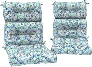 Set of 2 Outdoor High Back Chair Cushions 44"x 22",Water Repellent Rocking Seat Cushions Replacement, Seat/Back Chair Cushions for Patio,Porch,Balcony and Indoor - Delancey Lagoon
