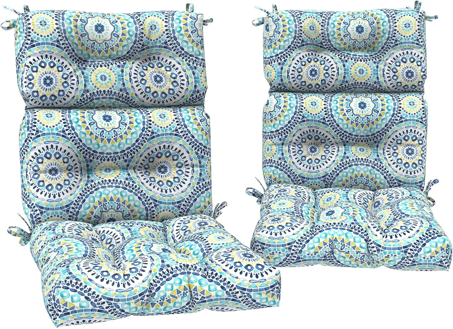 Set of 2 Outdoor High Back Chair Cushions 44"x 22",Water Repellent Rocking Seat Cushions Replacement, Seat/Back Chair Cushions for Patio,Porch,Balcony and Indoor - Delancey Lagoon