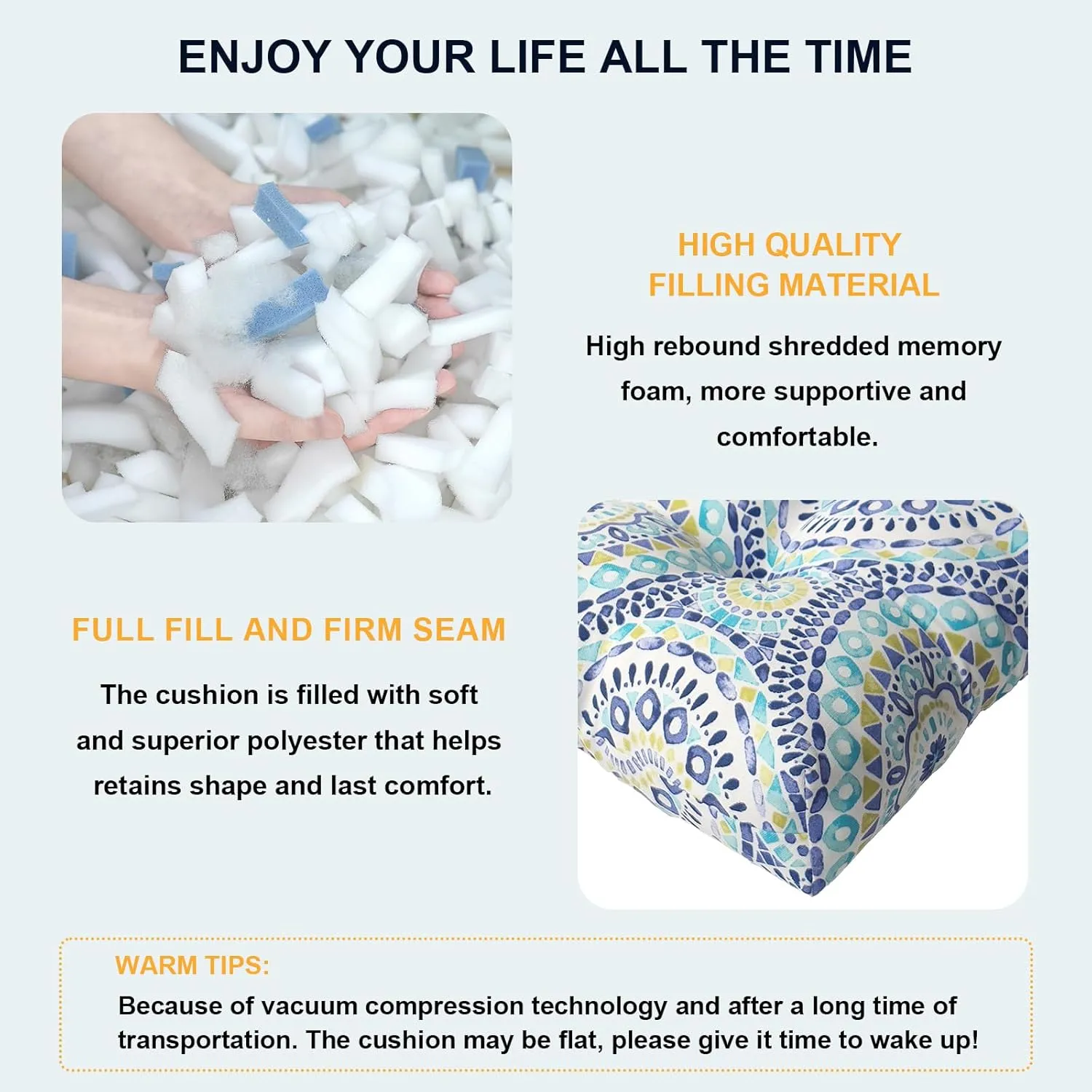 Set of 2 Outdoor High Back Chair Cushions 44"x 22",Water Repellent Rocking Seat Cushions Replacement, Seat/Back Chair Cushions for Patio,Porch,Balcony and Indoor - Delancey Lagoon