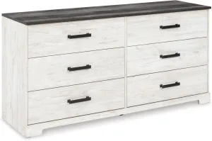 Signature Design by Ashley Shawburn 6 Drawer Dresser, Whitewash & Gray