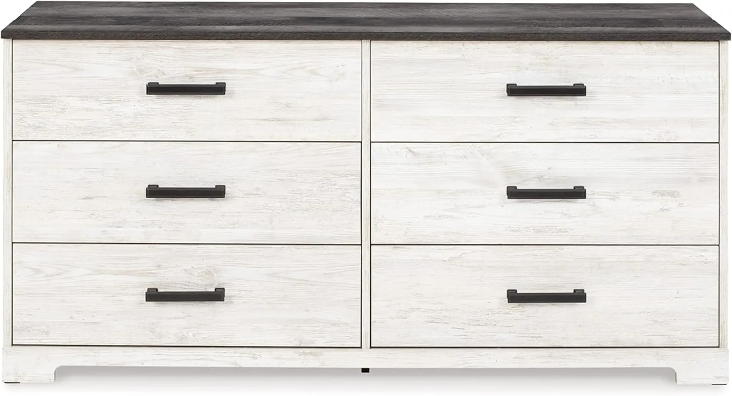 Signature Design by Ashley Shawburn 6 Drawer Dresser, Whitewash & Gray