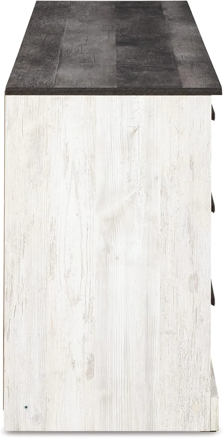 Signature Design by Ashley Shawburn 6 Drawer Dresser, Whitewash & Gray