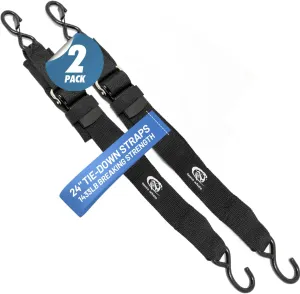 Space Whale Heavy-Duty Boat Transom Tie-Down Strap - Adjustable Trailer Straps with Quick-Release Buckle – Marine Safety for Jet Skis & Watercraft Transport - 24”, Boat Straps (2 Pack)