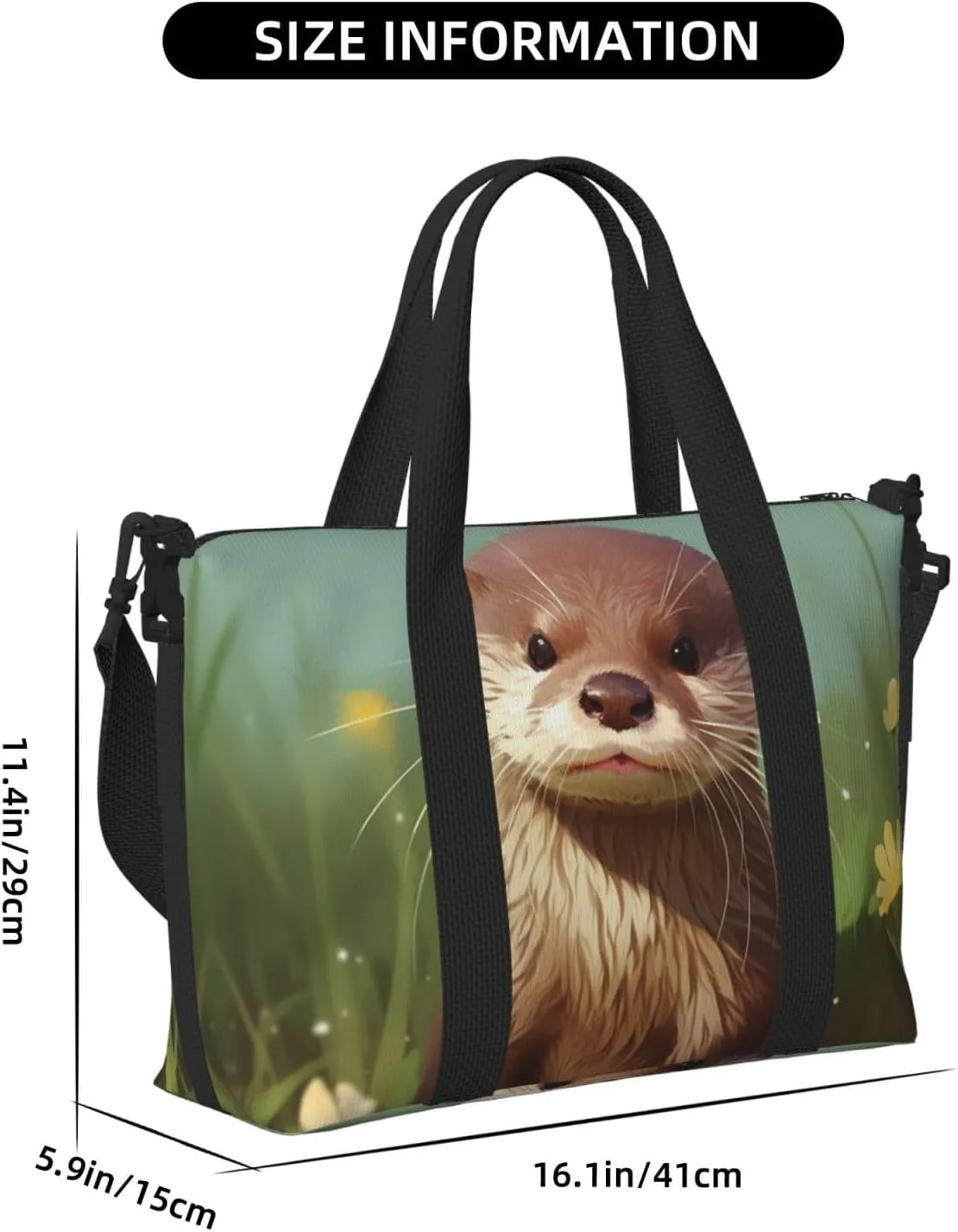 Sports Gym Bag for Women Men Travel Duffel Bag Tote Cute otter Weekender Bag Canvas Carry on Overnight Bag for Travel Swimming Fitness Workout Sports Duffle Bag