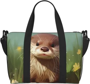 Sports Gym Bag for Women Men Travel Duffel Bag Tote Cute otter Weekender Bag Canvas Carry on Overnight Bag for Travel Swimming Fitness Workout Sports Duffle Bag