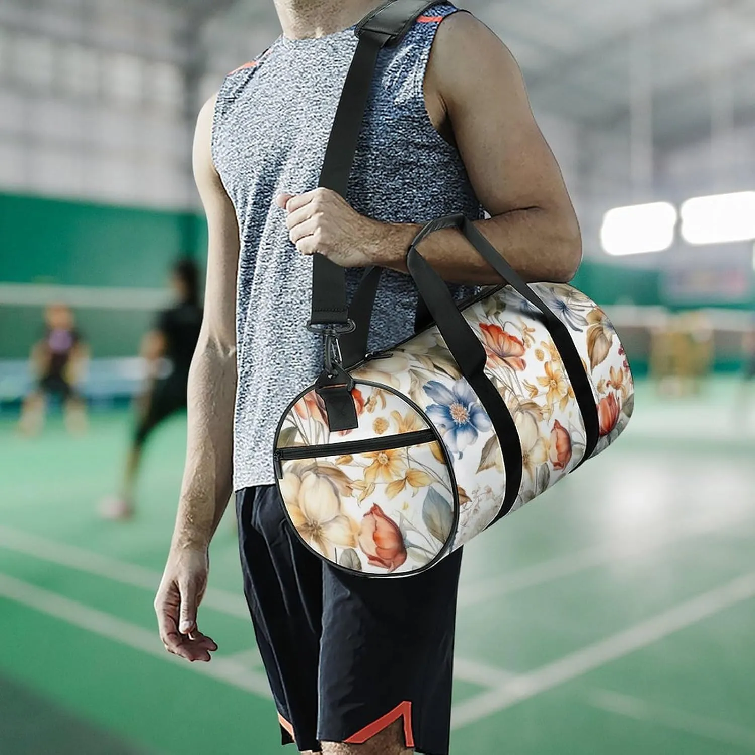Sports Gym Bag for Women Men Travel Duffel Bag Tote Weekender Bag Light Purple And Red Carry on Overnight Bag for Travel Swimming Fitness Workout Sports Duffle Bag