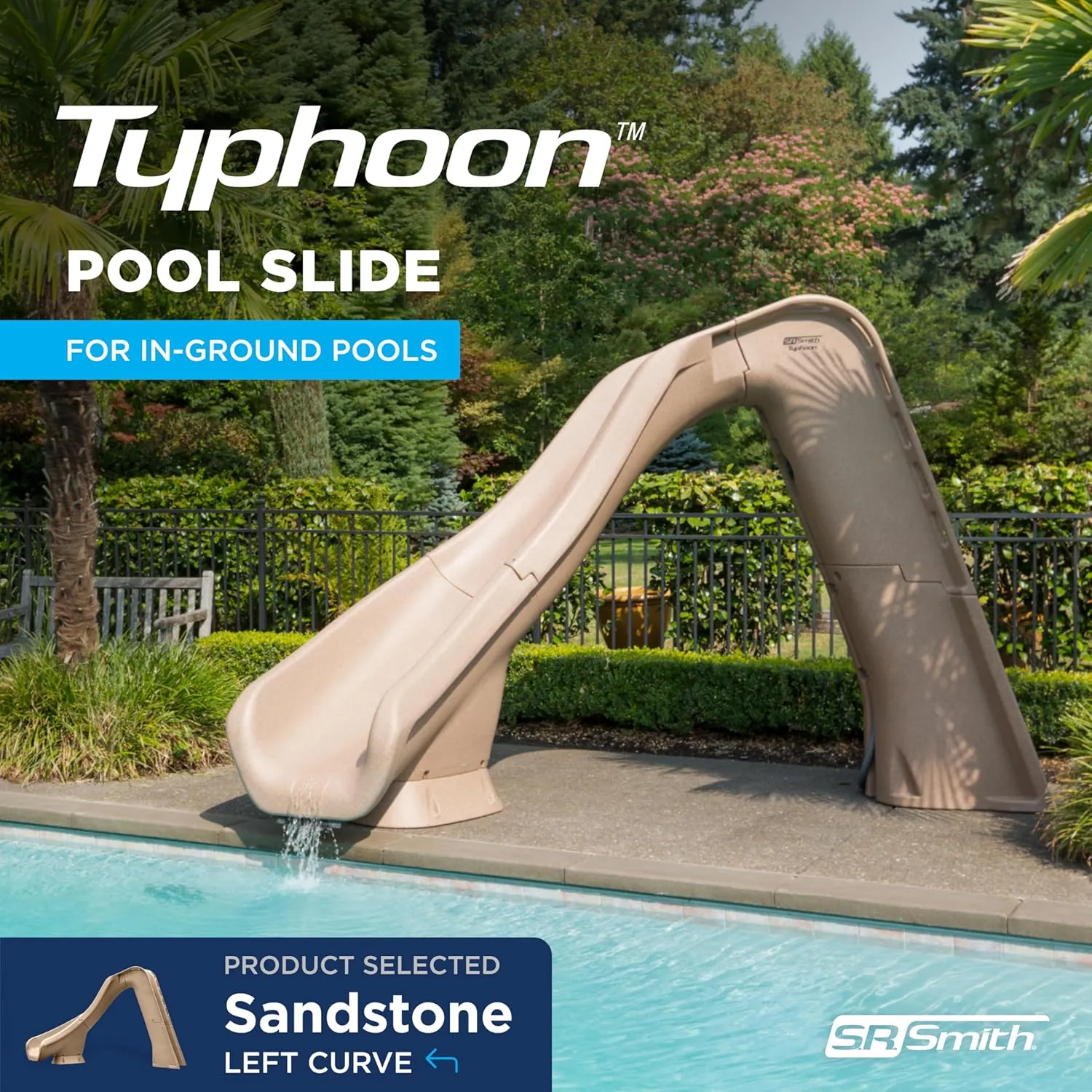 S.R. Smith 670-209-58223 Typhoon Left Curve Pool Slide, Sandstone