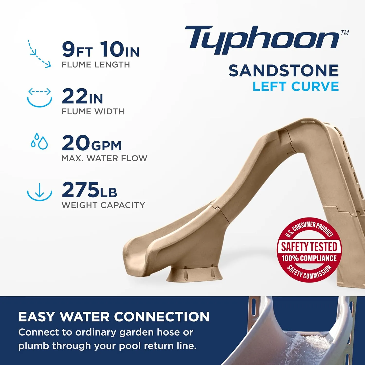 S.R. Smith 670-209-58223 Typhoon Left Curve Pool Slide, Sandstone