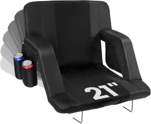 Stadium Seats with Back Support, 3D Mesh Stitching Bleacher Chairs with Back and Cushion, Portable Folding Stadium Seats with Armrests, 6 Reclining Positions Bleacher Seats for Sports Events
