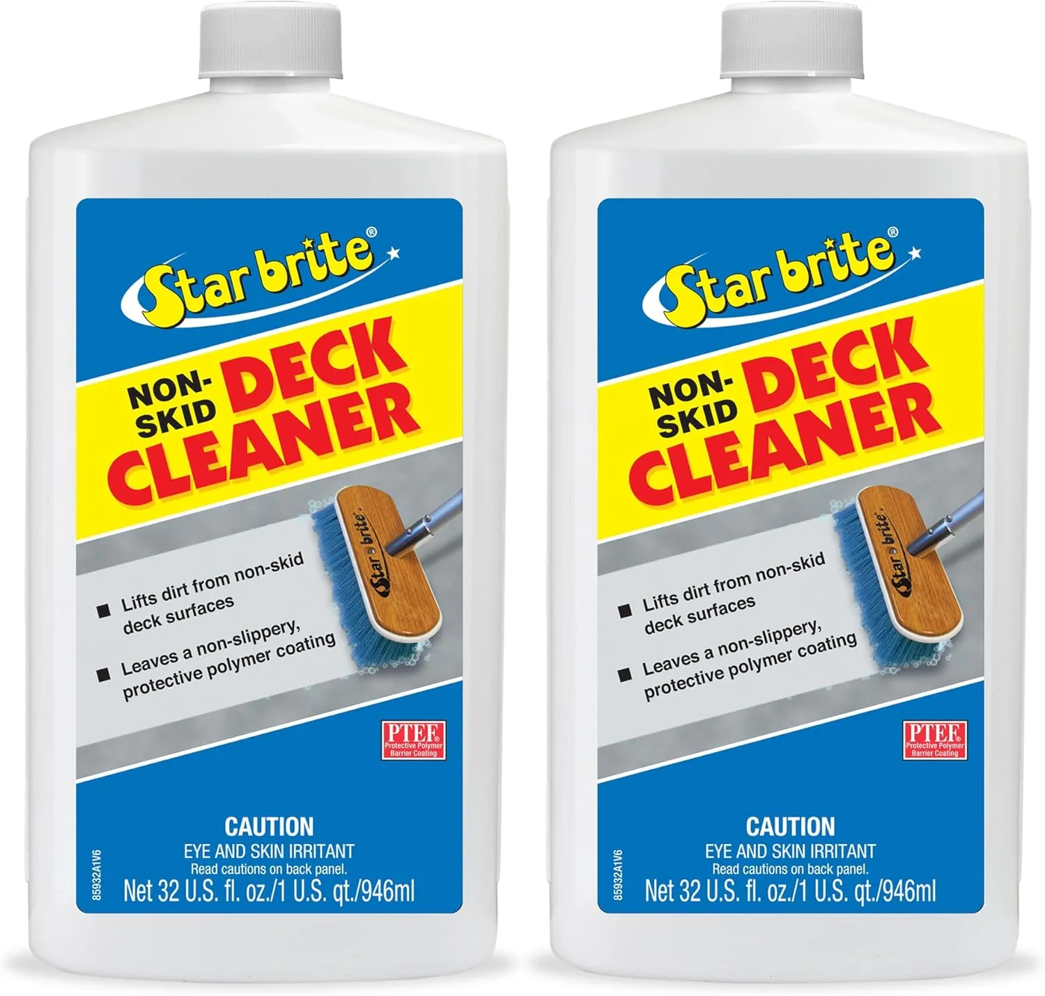 STAR BRITE Non-Skid Deck Cleaner & Protectant - Ultimate Boat Deck Wash - Protects Against Future Stains & UV - Ideal for Fiberglass, Vinyl, Plastic & Painted Surfaces - 32 OZ - 2 PACK