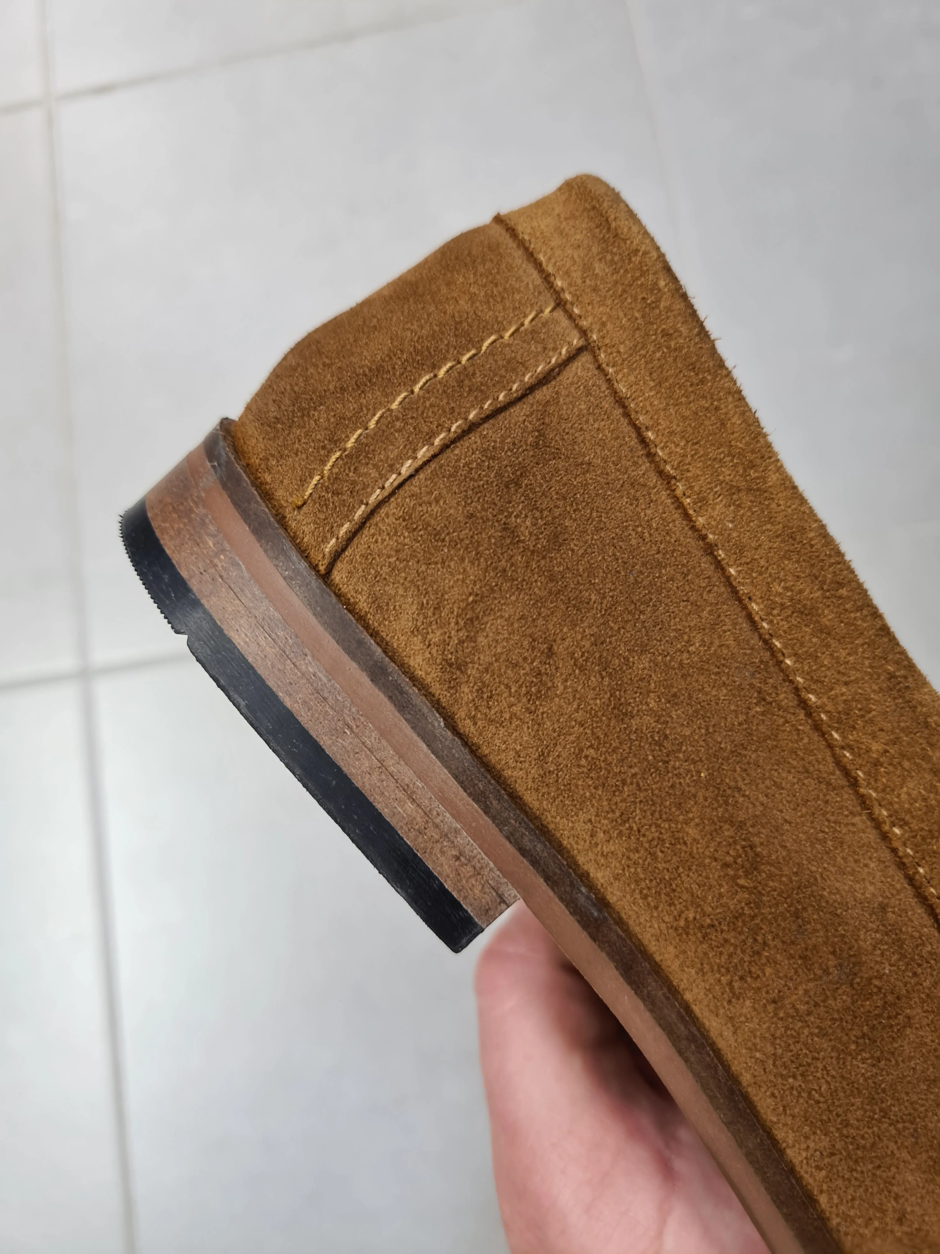 Suede Bar Top Loafers - Sand