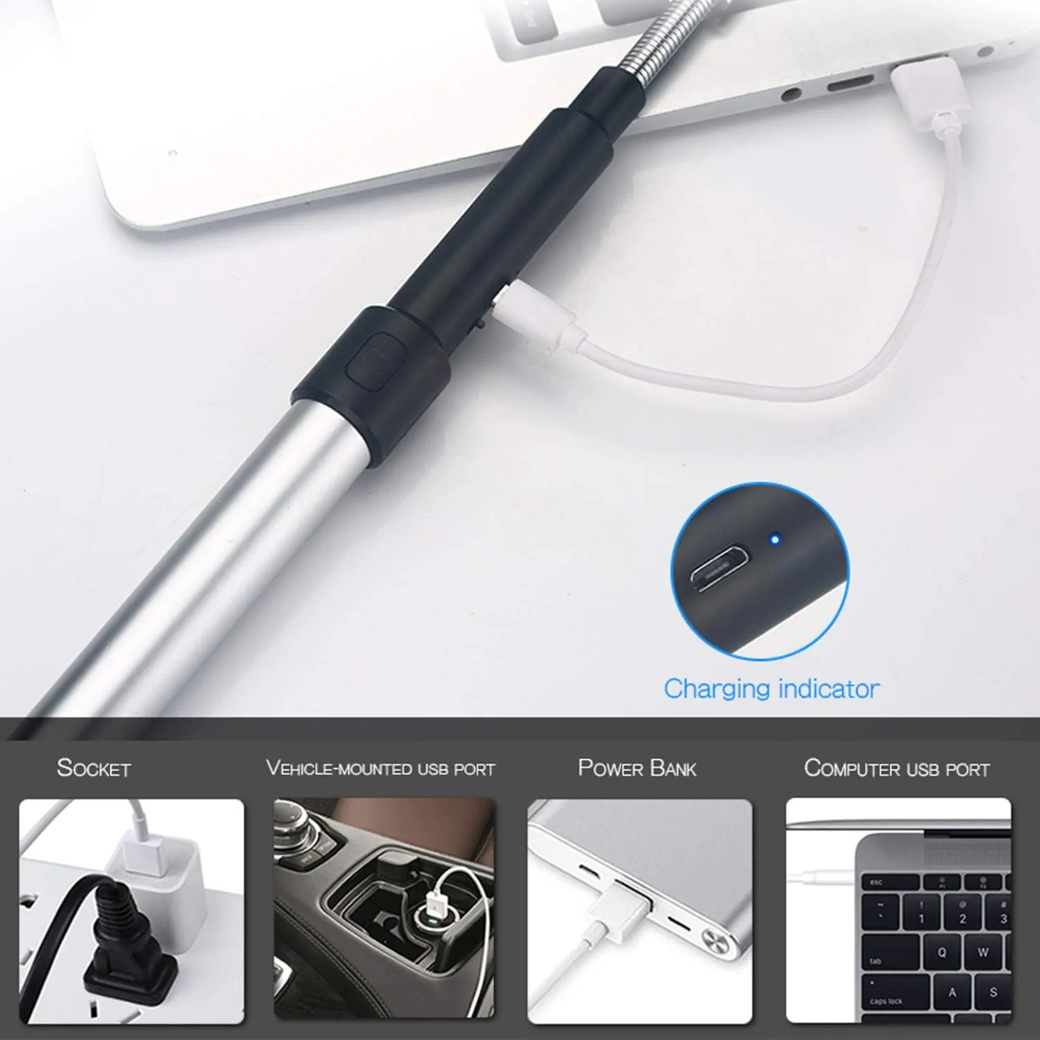Summoner Telescopic Candle Arc Lighter Electric Rechargeable USB Plasma Lighter Perfect Fire Starter Lighter for BBQs Home Kitchen Outdoor Camping Hiking Cooking Fireworks