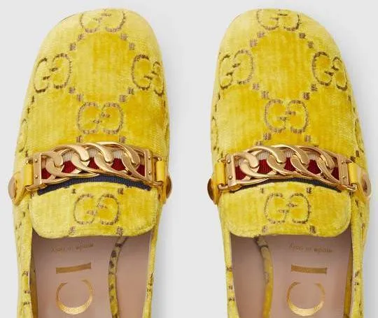 Sylvie GG Velvet Mid-Heel Loafers - Yellow or Black