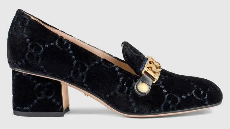 Sylvie GG Velvet Mid-Heel Loafers - Yellow or Black