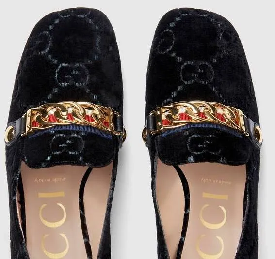 Sylvie GG Velvet Mid-Heel Loafers - Yellow or Black