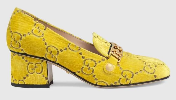 Sylvie GG Velvet Mid-Heel Loafers - Yellow or Black