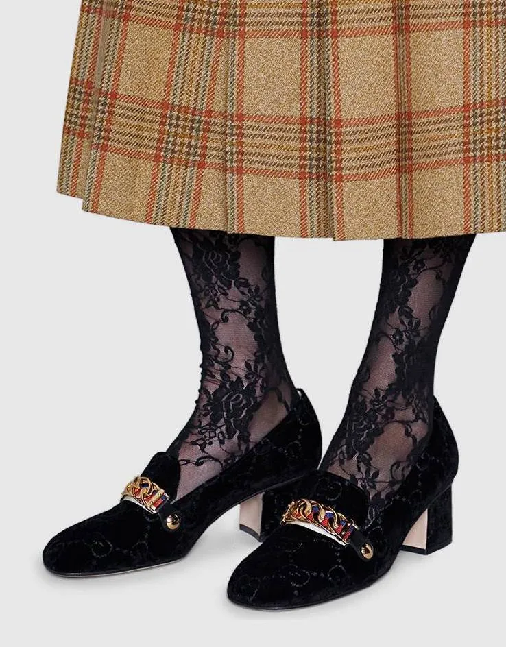 Sylvie GG Velvet Mid-Heel Loafers - Yellow or Black
