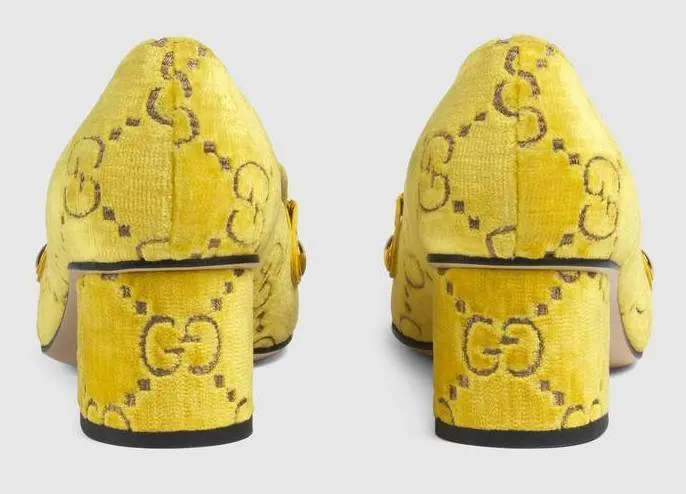 Sylvie GG Velvet Mid-Heel Loafers - Yellow or Black