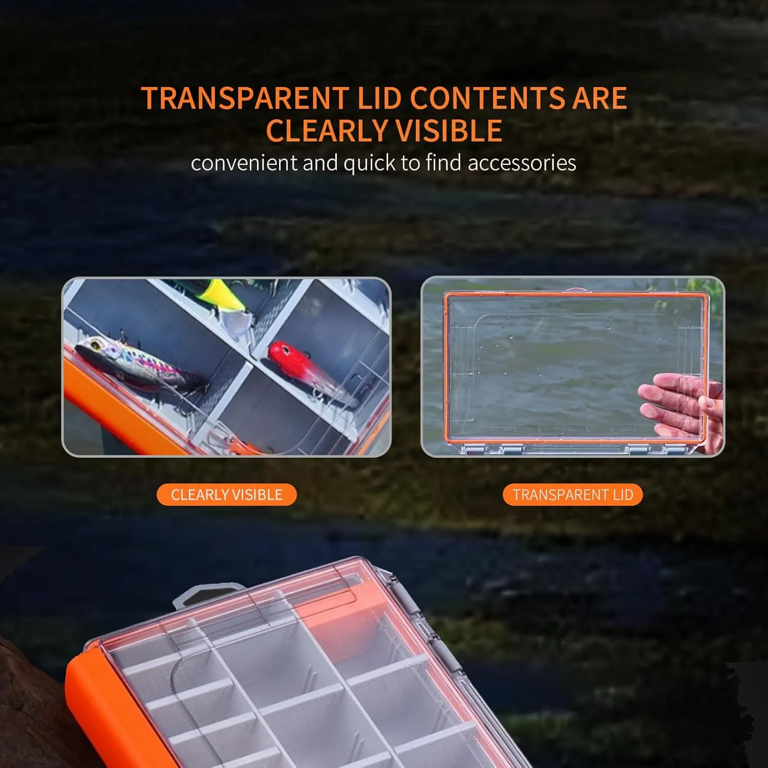 tackle box waterproof storage organizer 2Pack 3700 Fishing boxes Tray With Removable Dividers Lure Boxs Terminal container